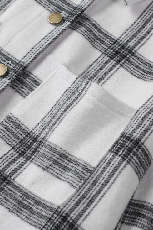 Plaid Pattern Buttoned Shirt Coat With Slits