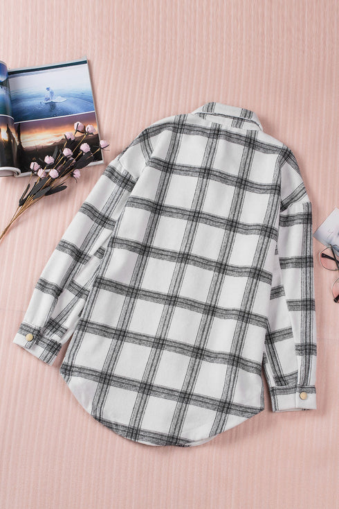 Plaid Pattern Buttoned Shirt Coat With Slits