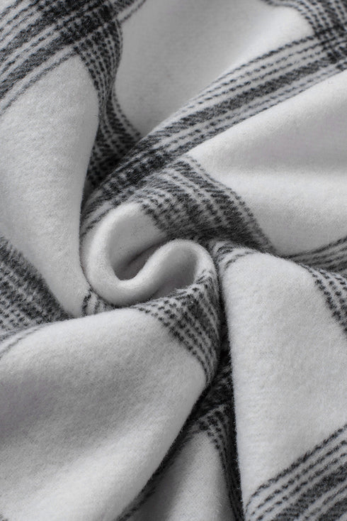 Plaid Pattern Buttoned Shirt Coat With Slits