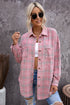 Plaid Pattern Buttoned Shirt Coat With Slits