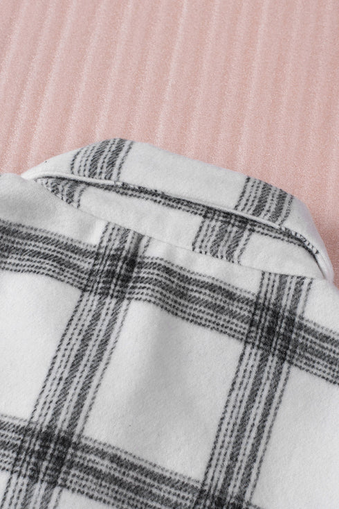 Plaid Pattern Buttoned Shirt Coat With Slits