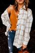 Plaid Pattern Buttoned Shirt Coat With Slits