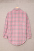 Plaid Pattern Buttoned Shirt Coat With Slits