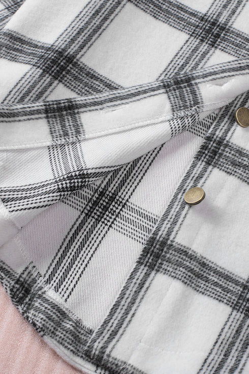 Plaid Pattern Buttoned Shirt Coat With Slits