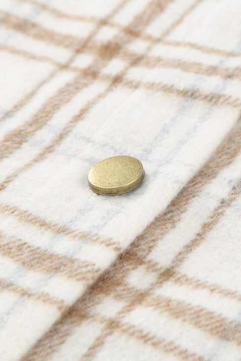 Plaid Pattern Buttoned Shirt Coat With Slits