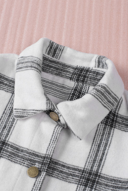 Plaid Pattern Buttoned Shirt Coat With Slits