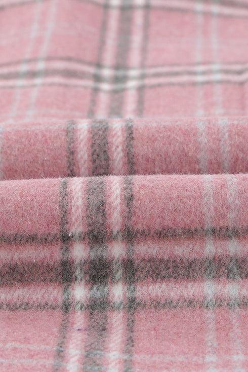 Plaid Pattern Buttoned Shirt Coat With Slits