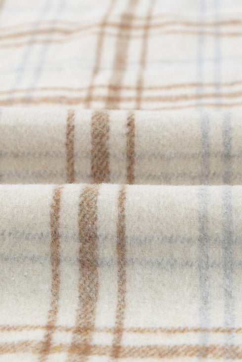 Plaid Pattern Buttoned Shirt Coat With Slits