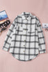 Plaid Pattern Buttoned Shirt Coat With Slits