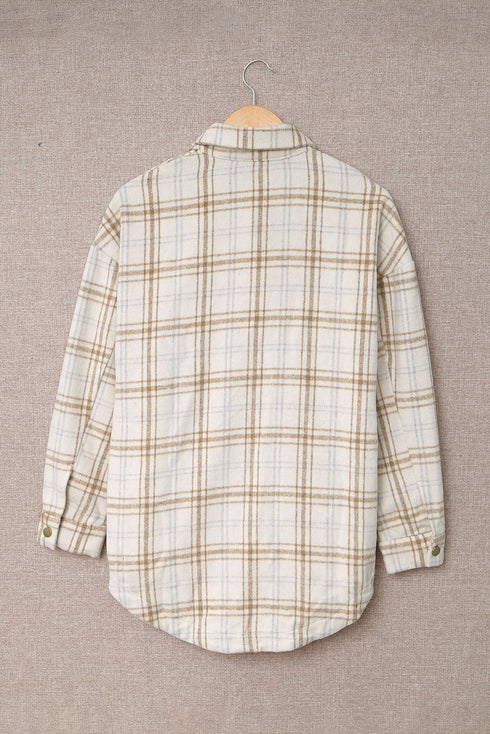 Plaid Pattern Buttoned Shirt Coat With Slits