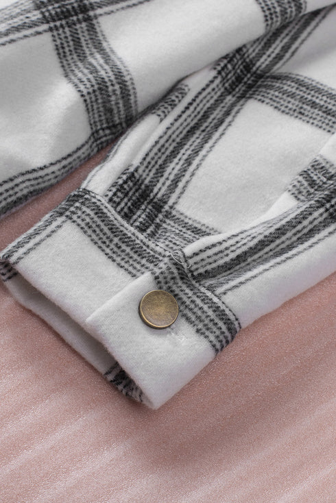 Plaid Pattern Buttoned Shirt Coat With Slits