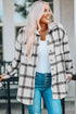 Plaid Pattern Buttoned Shirt Coat With Slits