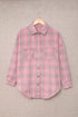 Plaid Pattern Buttoned Shirt Coat With Slits