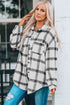 Plaid Pattern Buttoned Shirt Coat With Slits