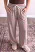 Plaid Pattern Drawstring Elastic Waist Retro Inspired Pants