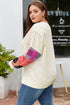 Plaid Pattern Patchwork Sleeve Pullover Long Sleeve Top