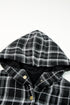 Plaid Pattern Sherpa Lined Hooded Shacket