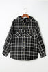 Plaid Pattern Sherpa Lined Hooded Shacket