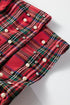 Plaid Pearl Embellished Ruffle Short Sleeve Blouse
