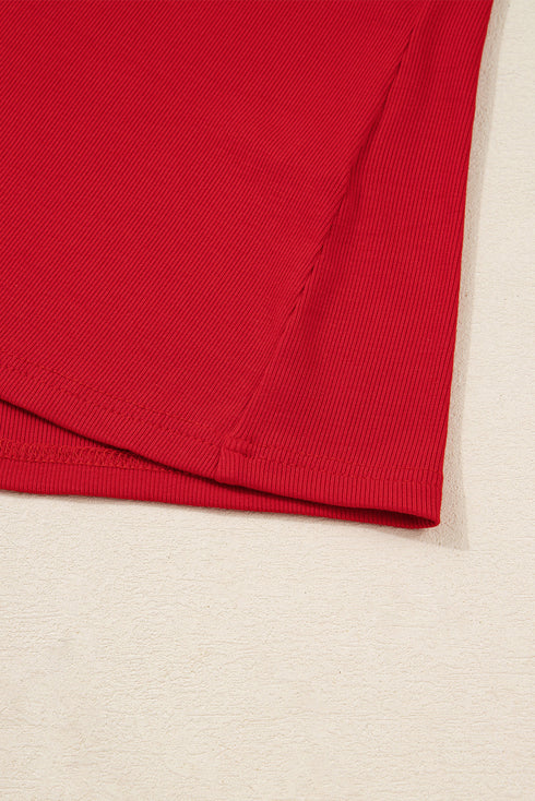 Plaid Pearl Ruffle Sleeve Holiday Crewneck Tee