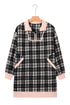 Plaid Polo Collar Zip Up Contrast Trim Mini Dress