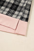 Plaid Polo Collar Zip Up Contrast Trim Mini Dress