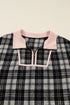 Plaid Polo Collar Zip Up Contrast Trim Mini Dress