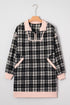 Plaid Polo Collar Zip Up Contrast Trim Mini Dress
