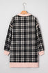 Plaid Polo Collar Zip Up Contrast Trim Mini Dress