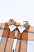 Plaid Print Button Down Ruffled Cuff Shirt Dress