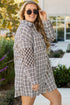 Plaid Print Buttoned Raw Hem Tunic Shirt Midi Dress