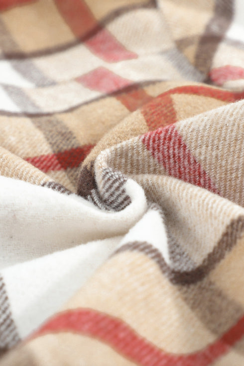 Plaid Print Buttoned Shirt Coat With Pocket