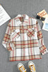 Plaid Print Buttoned Shirt Coat With Pocket