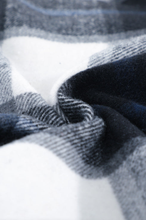 Plaid Print Buttoned Shirt Coat With Pocket