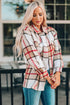 Plaid Print Buttoned Shirt Coat With Pocket