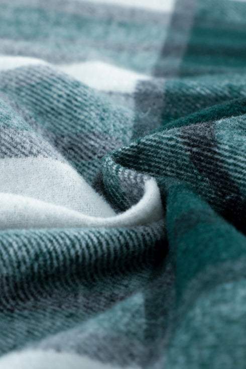 Plaid Print Buttoned Shirt Coat With Pocket