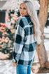 Plaid Print Buttoned Shirt Coat With Pocket