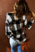Plaid Print Buttoned Shirt Coat With Pocket