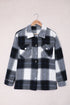 Plaid Print Buttoned Shirt Coat With Pocket