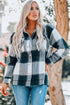 Plaid Print Buttoned Shirt Coat With Pocket
