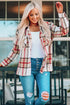 Plaid Print Buttoned Shirt Coat With Pocket