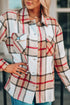 Plaid Print Buttoned Shirt Coat With Pocket