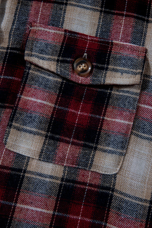 Plaid Print Chest Pocket Button Down Hooded Shacket