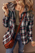 Plaid Print Chest Pocket Button Down Hooded Shacket