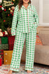 Plaid Print Contrast Trim Long Sleeve Loungewear Set
