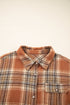 Plaid Print Corduroy Flap Pocket Buttoned Shacket Outerwear