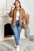 Plaid Print Corduroy Flap Pocket Buttoned Shacket Outerwear