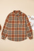 Plaid Print Corduroy Flap Pocket Buttoned Shacket Outerwear