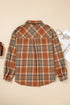 Plaid Print Corduroy Flap Pocket Buttoned Shacket Outerwear