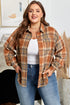 Plaid Print Corduroy Flap Pocket Buttoned Shacket Outerwear